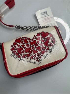 Brighton Cream and Red Heart mini bag crossbody